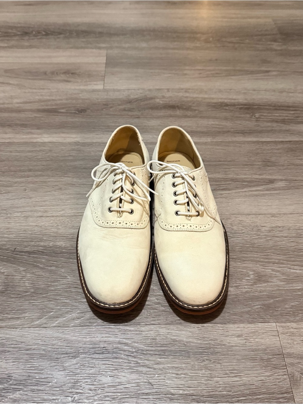 Johnston & Murphy Cream Suede Oxford Dress Shoes
